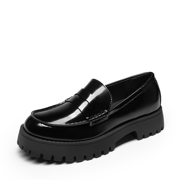 BLACK PATENT Women’s Chunky Platform Classic Loafer | Lightweight Penny ...