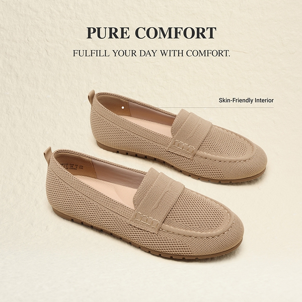 All-day Comfort Fashionable Slip-on Loafers - NUDE - 5