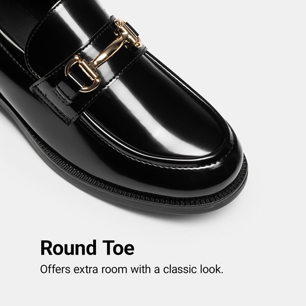 Women's Casual Dressy Loafers - BLACK-PATENT - 5