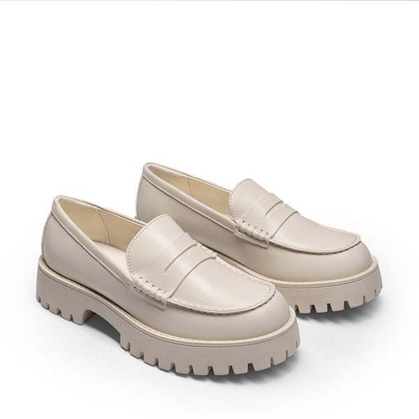 Women's Chunky Platform Classic Loafer - BEIGE - 6