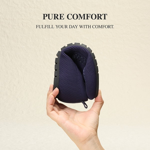 Ascenelle All-day Comfort Fashionable Slip-on Loafers Knit Edition - NAVY - 7