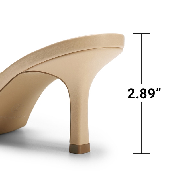 Women’s Kitten Heel Square Toe Sandals - NUDE/CLEAR - 6