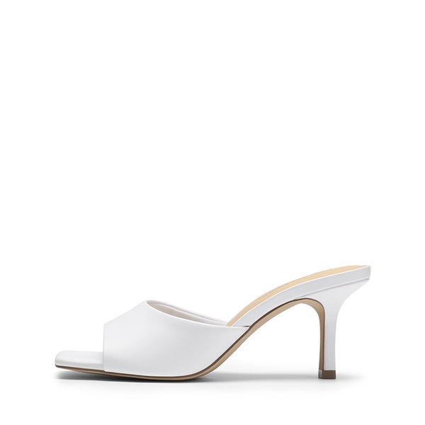 Women’s Kitten Heel Square Toe Sandals - WHITE - 3