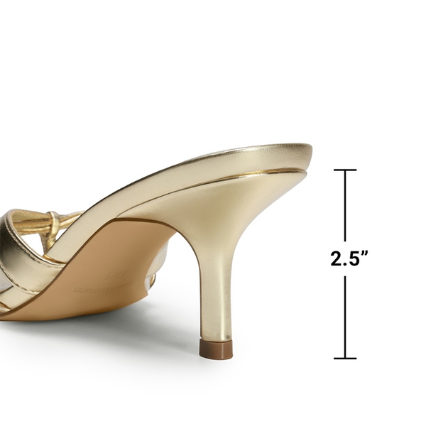 Women’s Square Toe Heels with Crossover Straps - LIGHT GOLD - 5