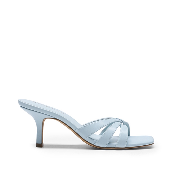 Women’s Square Toe Heels with Crossover Straps - LIGHT BLUE - 3