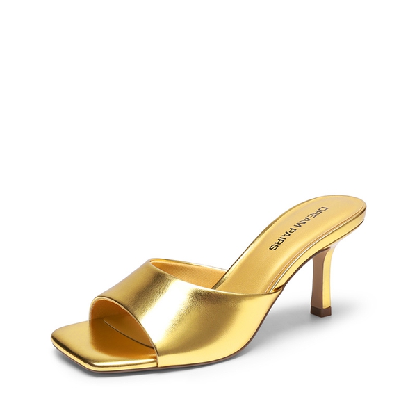 Women’s Kitten Heel Square Toe Sandals - GOLD -  0