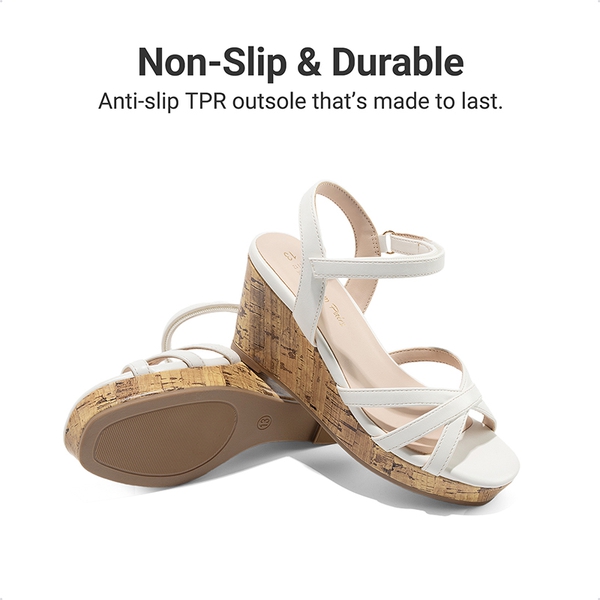 Girls Rhinestone Wedge Sandals - WHITE - 3