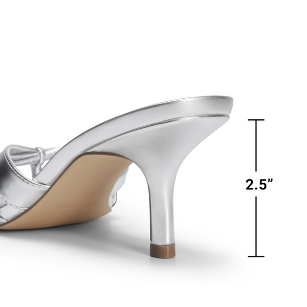 Women’s Square Toe Heels with Crossover Straps - SILVER - 5