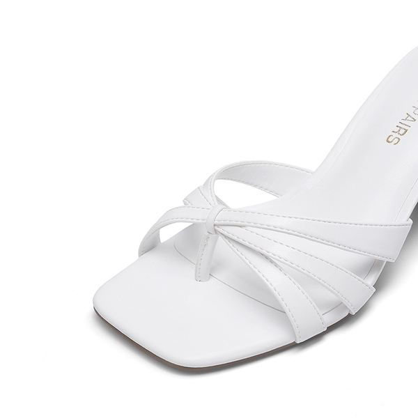 Women’s Square Toe Heels with Crossover Straps - WHITE - 6