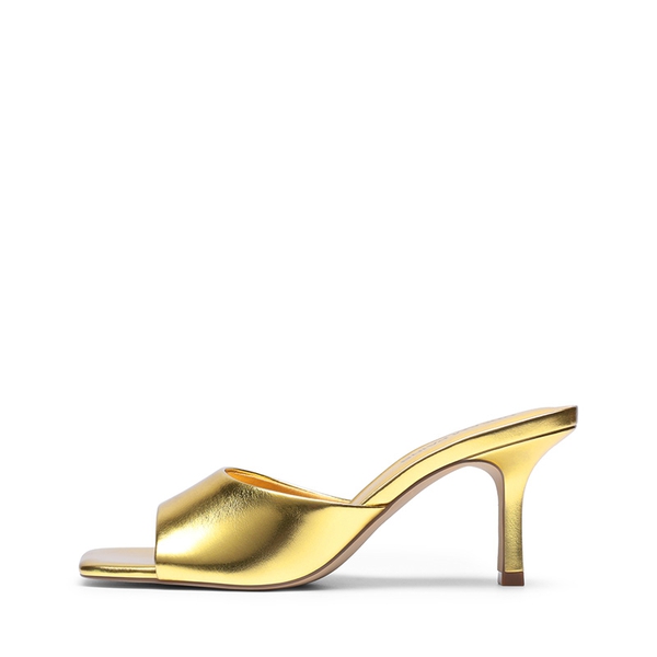 Women’s Kitten Heel Square Toe Sandals - GOLD - 3