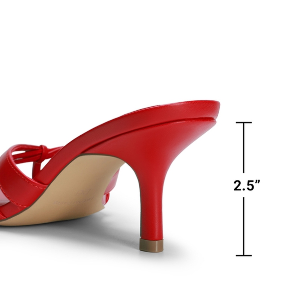 Women’s Square Toe Heels with Crossover Straps - RED - 5