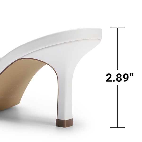 Women’s Kitten Heel Square Toe Sandals - WHITE - 6