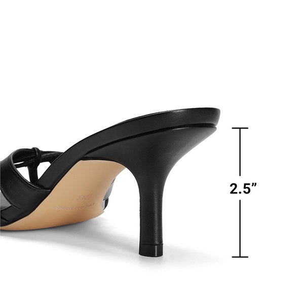 Women’s Square Toe Heels with Crossover Straps - BLACK - 5