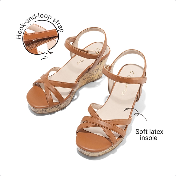 Girls Rhinestone Wedge Sandals - BROWN - 5