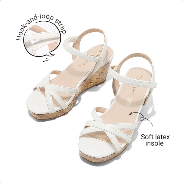Girls Rhinestone Wedge Sandals - WHITE - 5