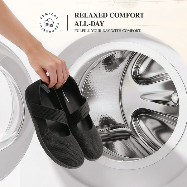 Women’s Wide-Sole Mary Jane Flats - BLACK - 7