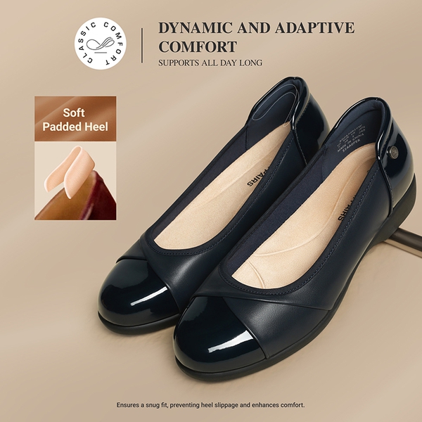 Ascenda Women’s Comfortable Flats with Arch Support - NAVY - 5