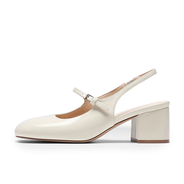 Women’s Square Toe Mary Jane Shoes - BEIGE - 3