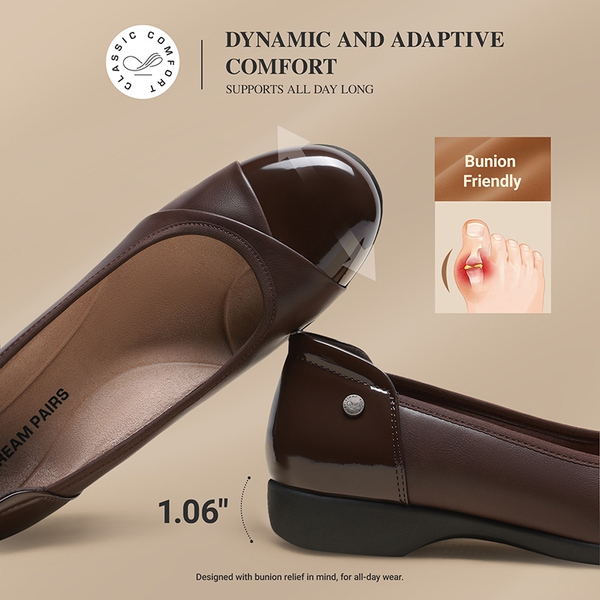 Ascenda Women’s Comfortable Flats with Arch Support - BROWN - 3