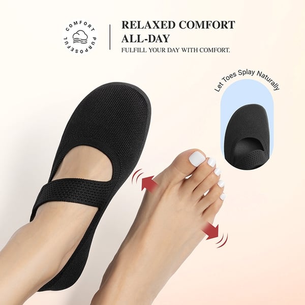 Women’s Wide-Sole Mary Jane Flats - BLACK - 4