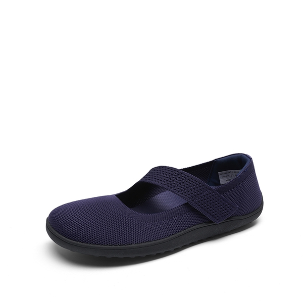 Ascenelle Women’s Wide-Sole Mary Jane Flats Knit Edition - NAVY -  0