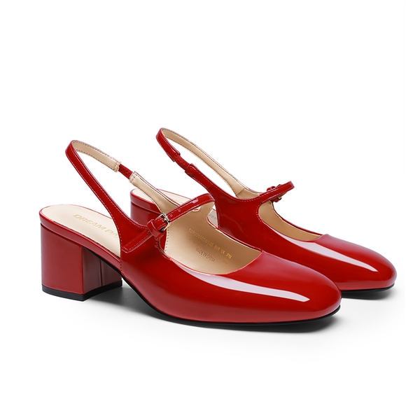 Women’s Square Toe Mary Jane Shoes - RED - 4