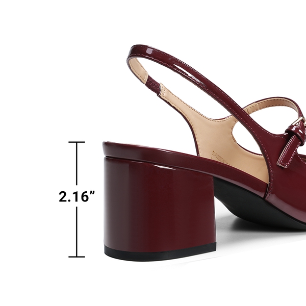 Women’s Square Toe Mary Jane Shoes - BURGUNDY - 5