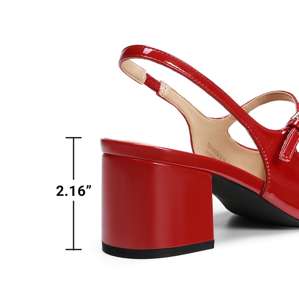 Women’s Square Toe Mary Jane Shoes - RED - 5