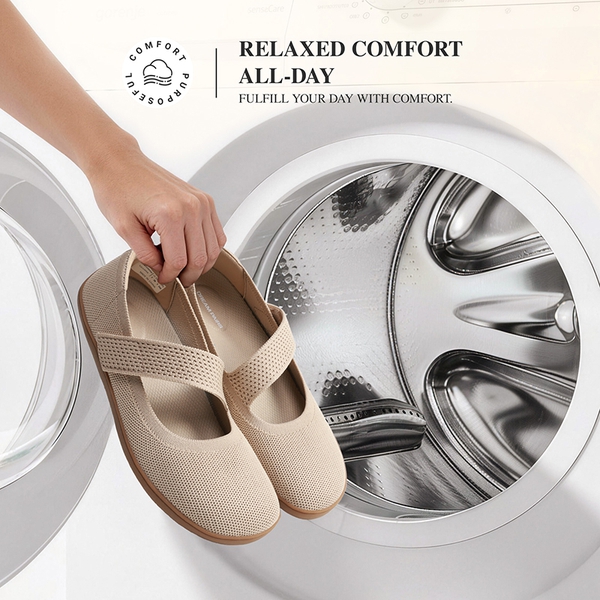 Women’s Wide-Sole Mary Jane Flats - NUDE - 7