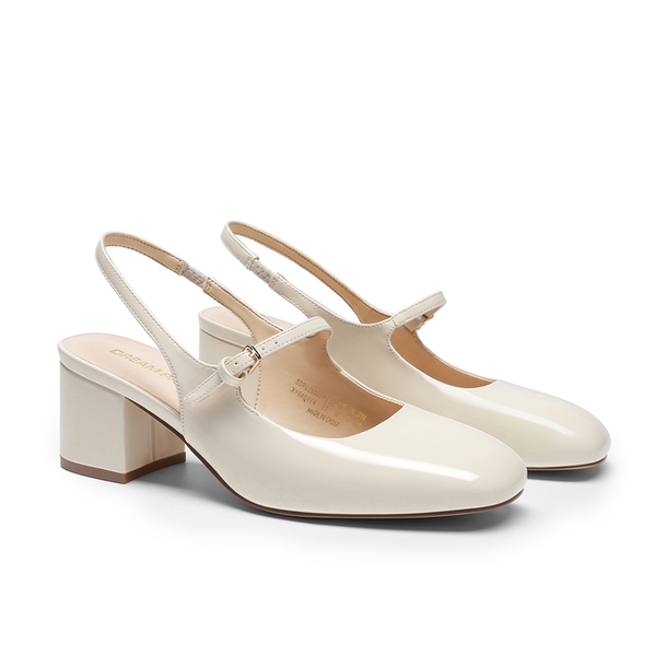 Women’s Square Toe Mary Jane Shoes - BEIGE - 4