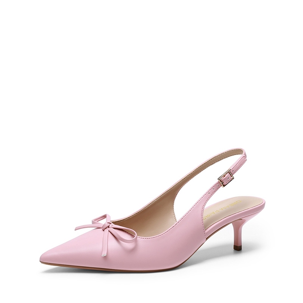 PINK Women’s Kitten Heel Slingbacks | Pointed Toe Bow Pumps for All-Day ...