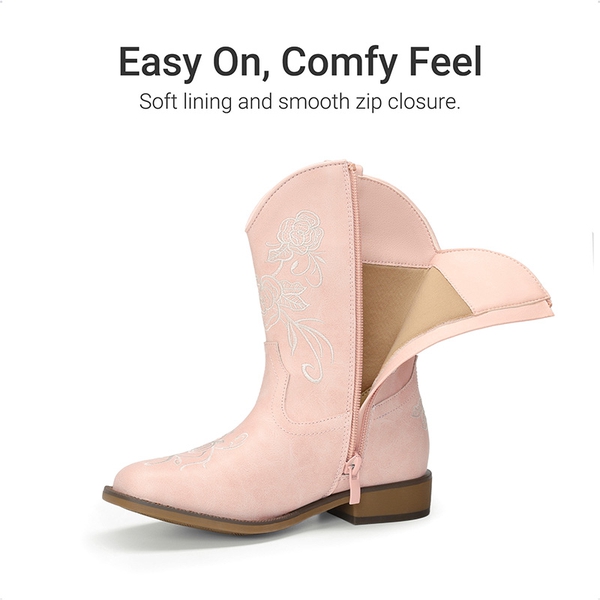 Kids’ Embroidered Cowboy Boots - PINK - 3