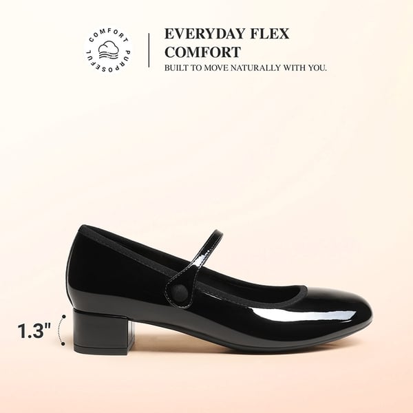 Ascenelle Women’s Comfort Mary Jane Shoes - BLACK - 3