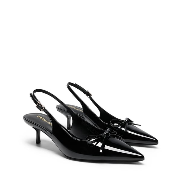 Women’s Kitten Heel Slingbacks - BLACK-PAT - 4