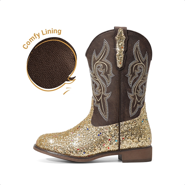 Girls’ Glitter Cowboy Boots - GOLD - 4