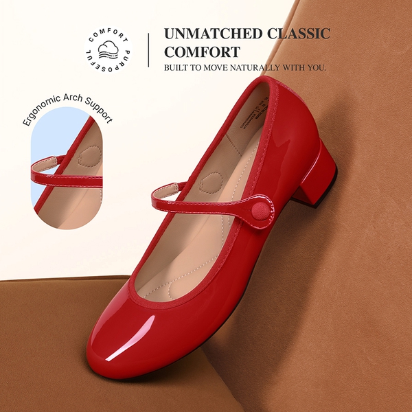 Ascenda Women’s Comfort Mary Jane Shoes - RED - 6