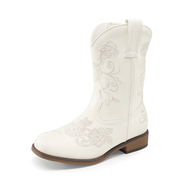 Kids’ Embroidered Cowboy Boots - WHITE -  0
