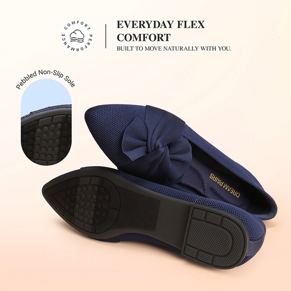Women’s Foldable Bow Flats - NAVY - 5