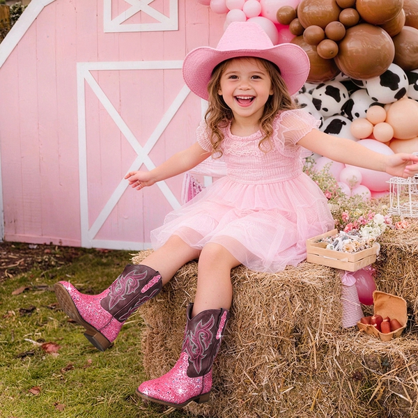 Girls’ Glitter Cowboy Boots - PINK - 1