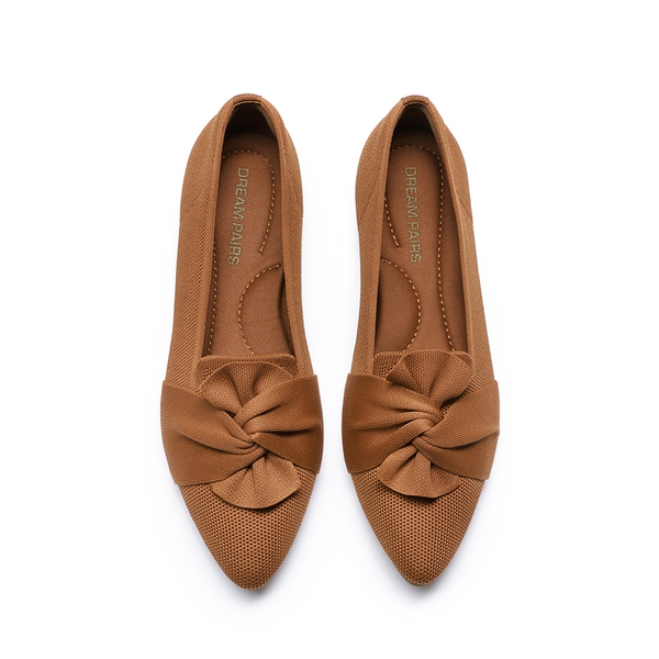 Women’s Foldable Bow Flats - BROWN - 3