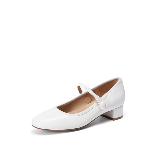 Ascenelle Women’s Comfort Mary Jane Shoes - WHITE -  0