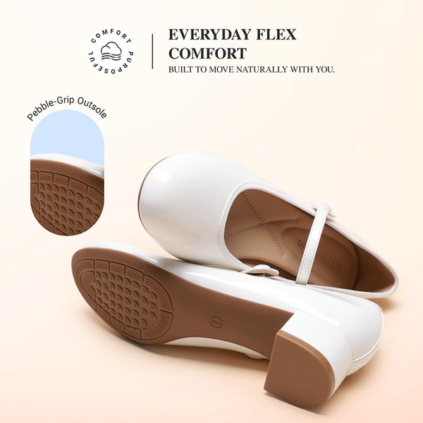 Ascenelle Women’s Comfort Mary Jane Shoes - WHITE - 4