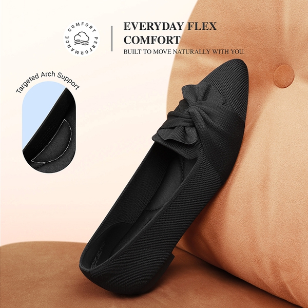 Women’s Foldable Bow Flats - BLACK - 6