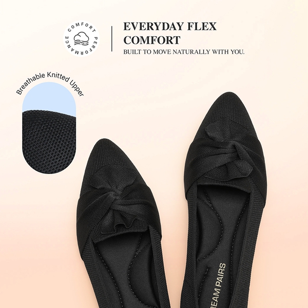 Women’s Foldable Bow Flats - BLACK - 7