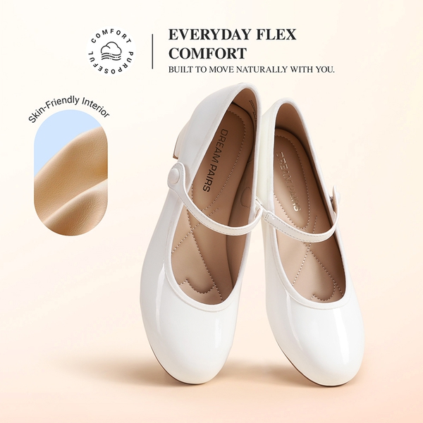 Ascenelle Women’s Comfort Mary Jane Shoes - WHITE - 5