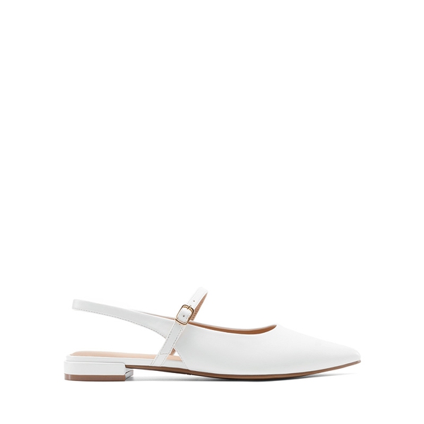 Women’s Pointed Toe Slingback Flats - WHITE - 3