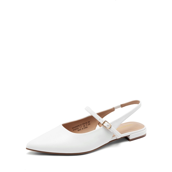 Women’s Pointed Toe Slingback Flats - WHITE -  0