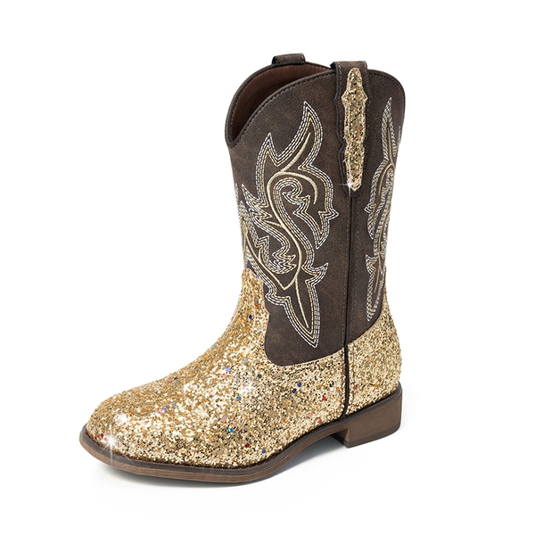 Girls’ Glitter Cowboy Boots - GOLD -  0