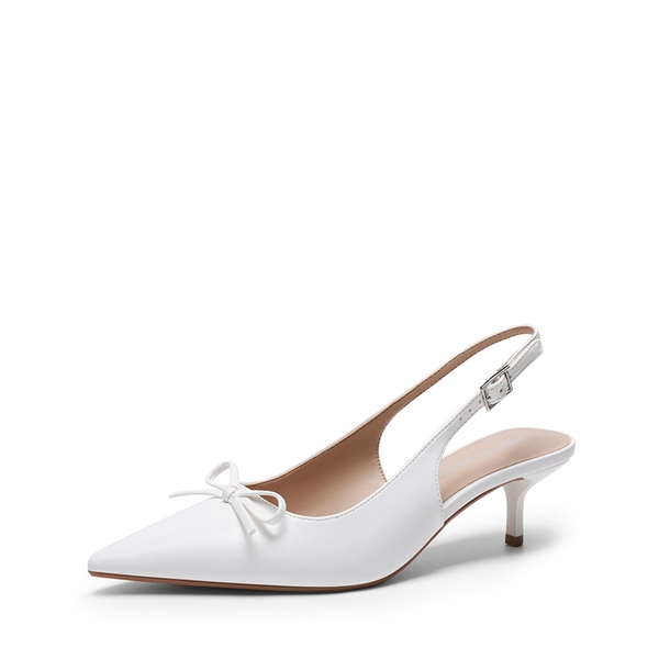 Women’s Kitten Heel Slingbacks - WHITE -  0