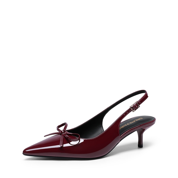 Women’s Kitten Heel Slingbacks - BURGUNDY -  0